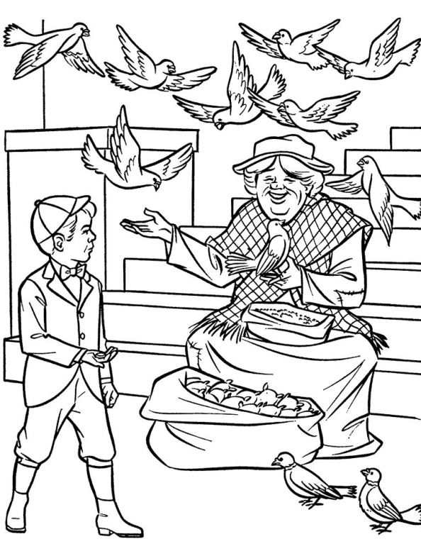 Plansa de colorat cu Mary Poppins 15 7